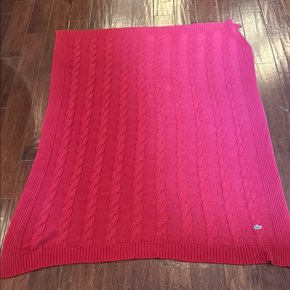 Lacoste Red Cable Knit Blanket